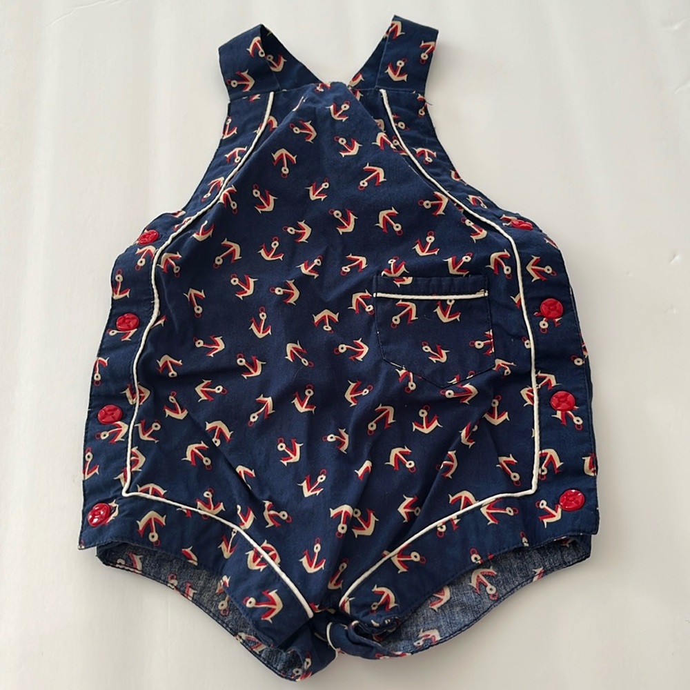 Ralph Lauren Nautical Anchor Print Baby Romper Size 9M - Picture 4 of 6